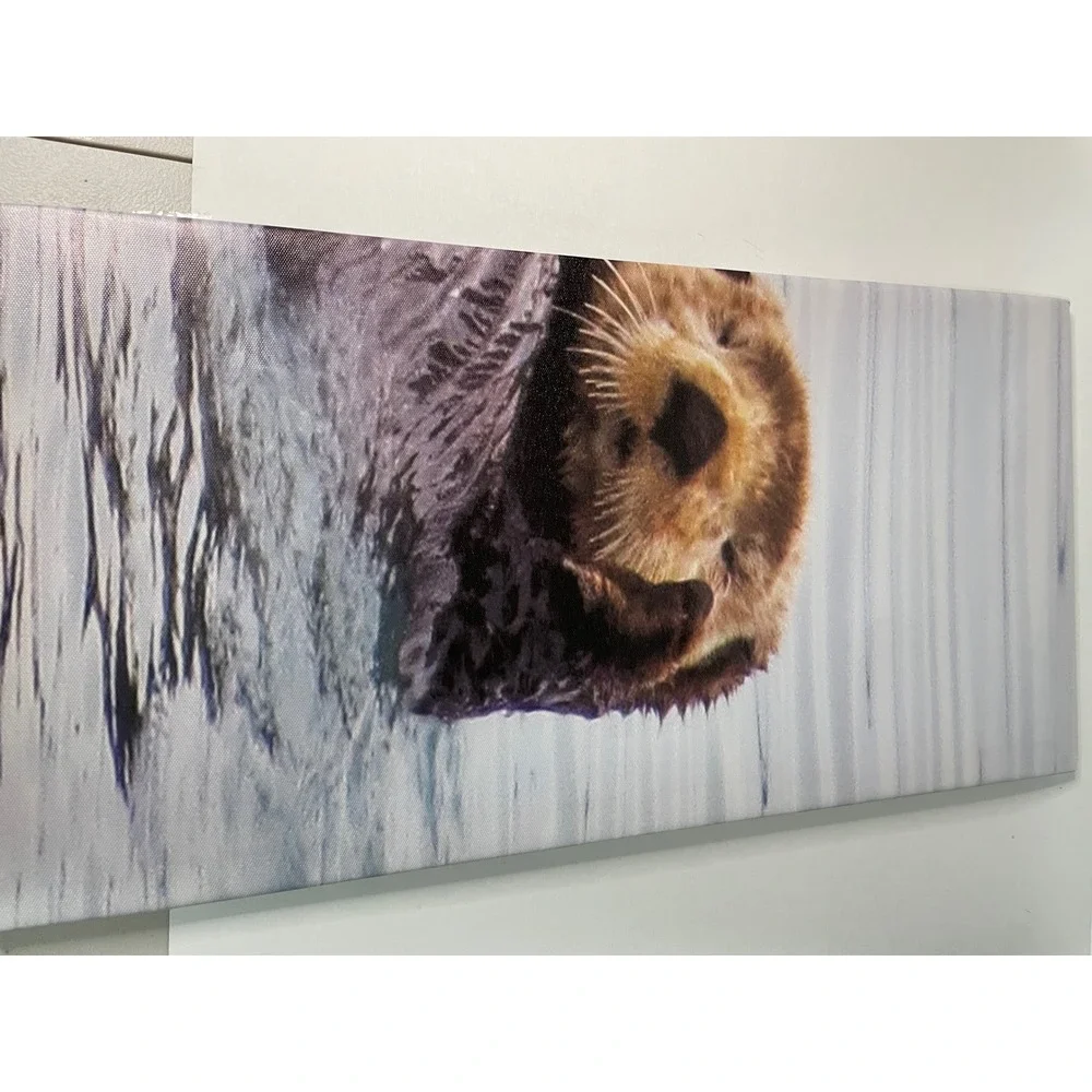 Sea Otter Canvas Wall Art Set 3 Piece 36x24 Blue Brown Excellent Decor
